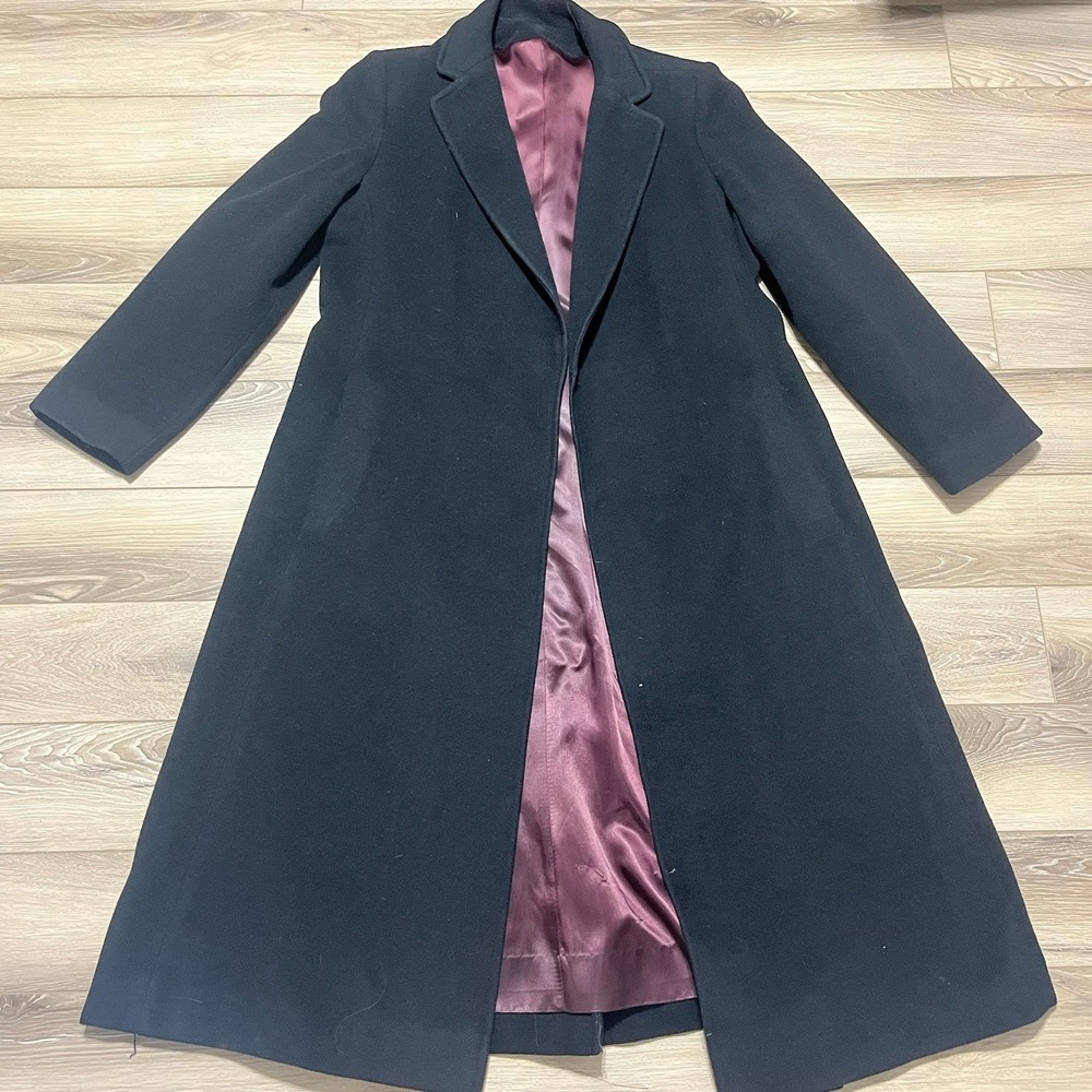 Men's Navy Blue 100% Cashmere Vintage Overcoat Made In‎ Italy Large